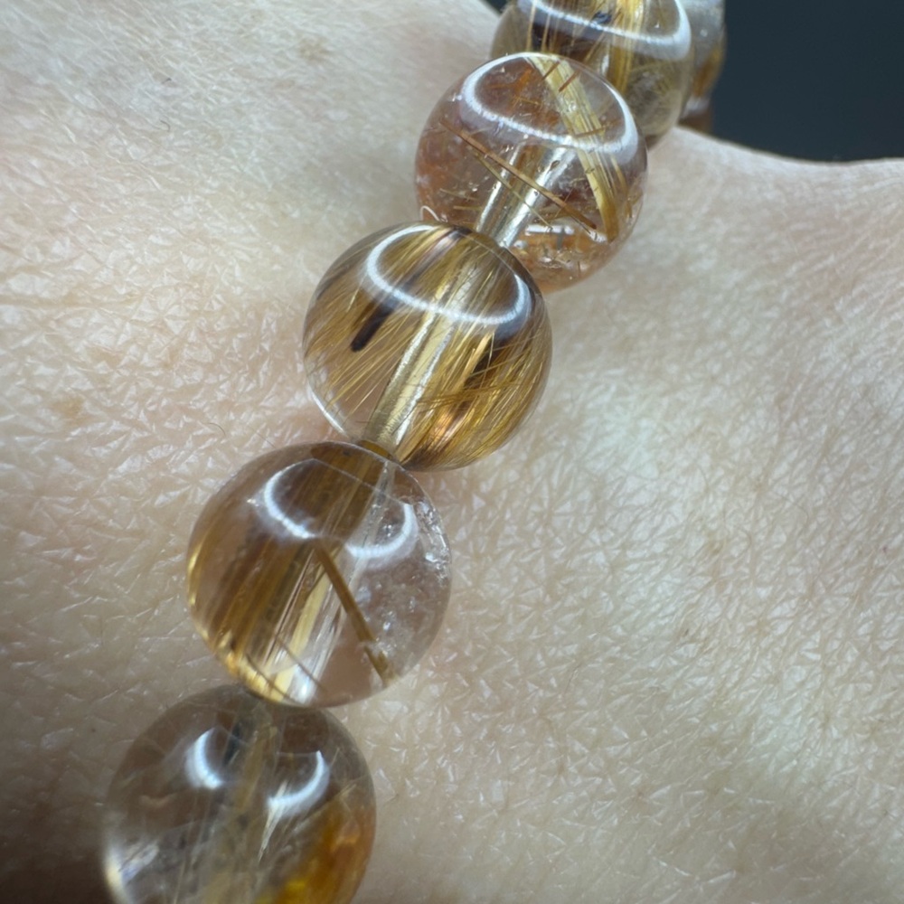 Golden Rutilated Quartz Beaded Bracelet - Picture 6 of 9